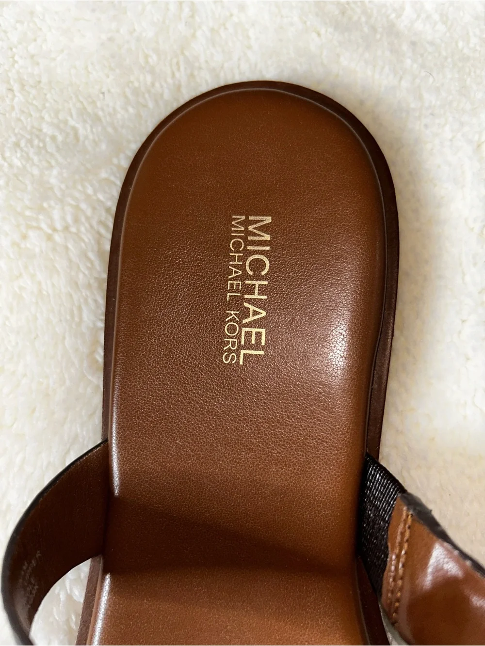 Michael Kors Brown and Dark Brown MK Logo Thong Sandals Size 10